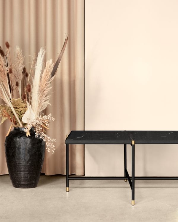 Coffee Table 90, Top: Set of Black Marble, Frame: Black/Brass, Square 45.7 cm - Image 2