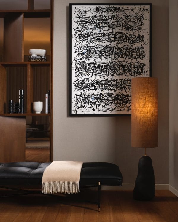 Daybed, Top: Black Leather, Frame: Black/Brass - Image 3
