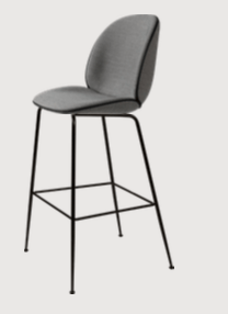 Beetle Bar Chair - Front Upholstered, Black Matt base, Velvet