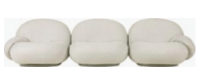 Pacha Outdoor Sofa, Fully Upholstered, 3-seater with armrests, Cat B Lorkey 41, Base Moss Gray