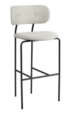 Coco Bar Chair - Fully Upholstered, 75, Cat C. Sunday velvet col.30, Base Black Semi Matt, 52x51x108 cm, seat h77