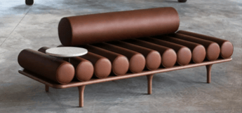 Five To Nine Daybed, with backrest, Z. Aniline leather 02, Left Cement Table T125