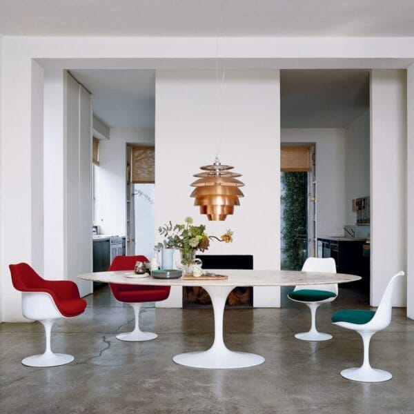 Saarinen Oval Dining Table, Arabescato Marble, White Base, 244 cm - Image 2