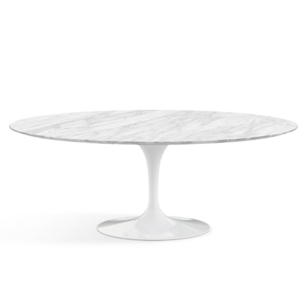 Saarinen Oval Dining Table, Arabescato Marble, White Base, 244 cm