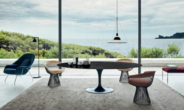 Saarinen Oval Dining Table, Black Base, Black Marble, 244 cm