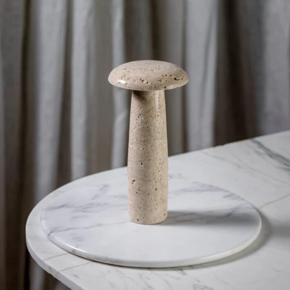 Large Shroom, Travertine, H22 cm