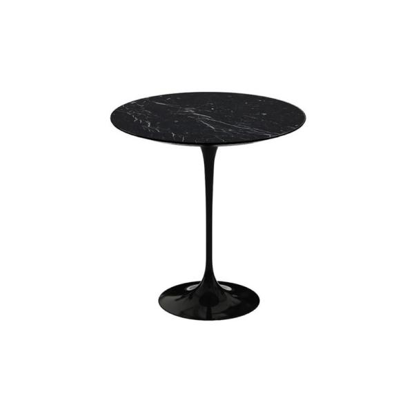 Saarinen Side Table, Black Rislen Base, Rich Black With White Random Veins, Ø51cm - Image 2