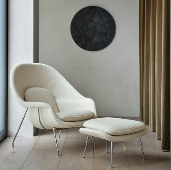 Womb Chair Relax, Fabric Curly Ivory 01/2 - Image 3