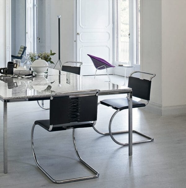 MR Bauhaus Side Chair, Black Cowhide Slings