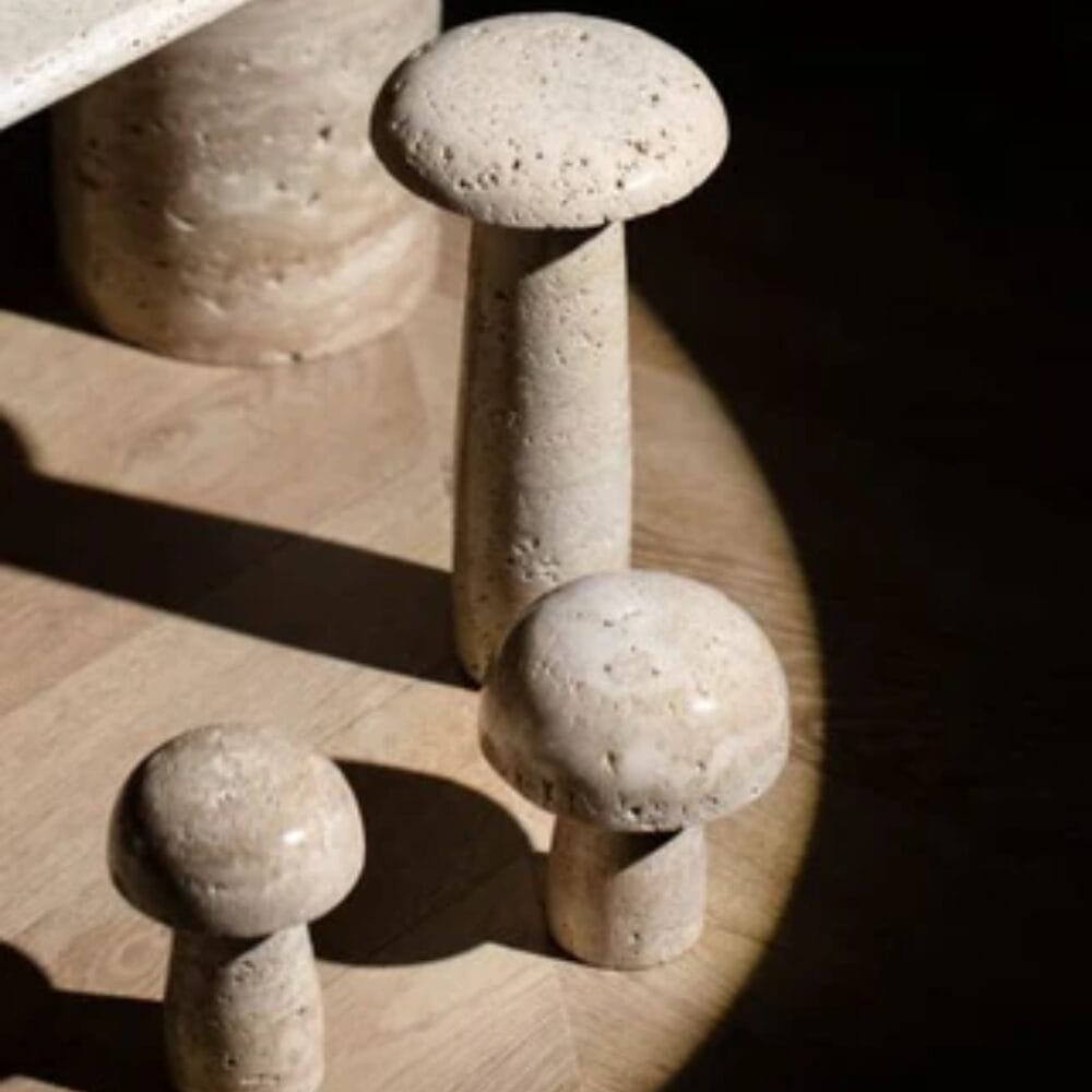 Large Shroom, Travertine, H22 cm - Image 2