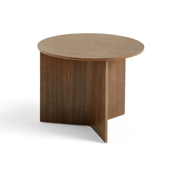 Slit Table Wood-Round Ø45 x H35,5-Water-based lacquered walnut