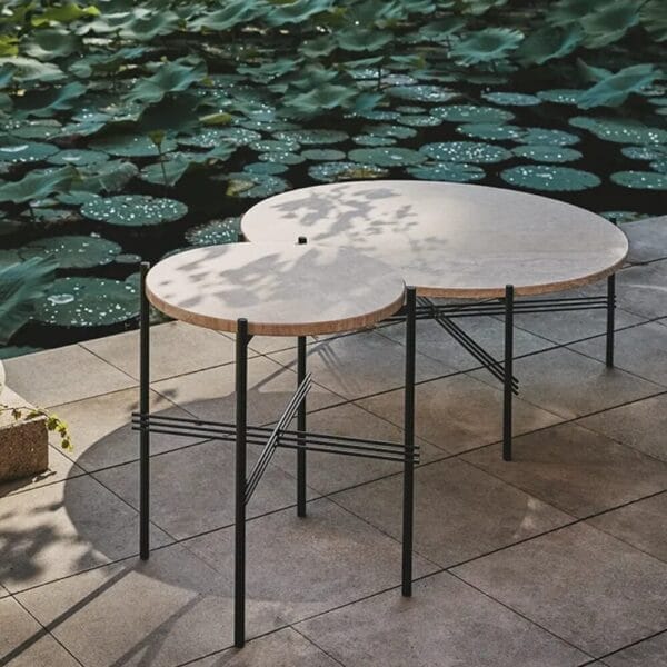 TS Outdoor Side Table, Top Neutral White Travertine, Ø40cm - Image 2