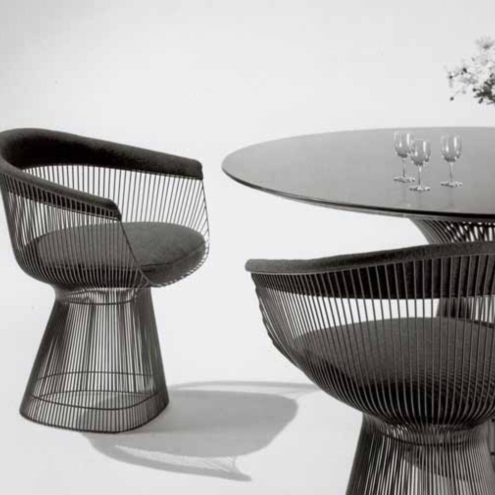 Platner Side Chair, Polished Nickel, Fabric Tes.Dedar Eva Cactus 169