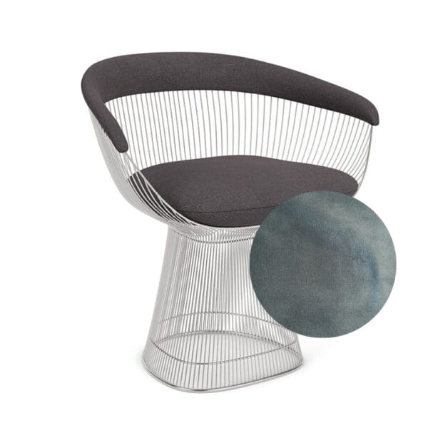 Platner Side Chair, Polished Nickel, Fabric Tes.Dedar Eva Cactus 169