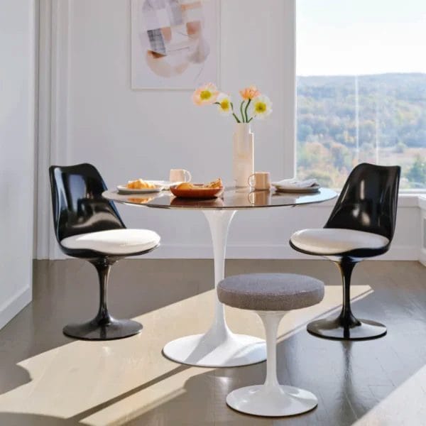 Saarinen Swivel Stool, Fabric Light Grey, Ø40cm