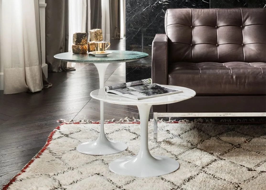 Saarinen Side Table, White, Arabescato marble, Satin finish, 51 cm - Image 3