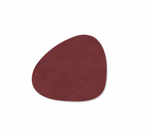 Glass Mat Curve, Leather Nupo, Red , 11 x 13 cm