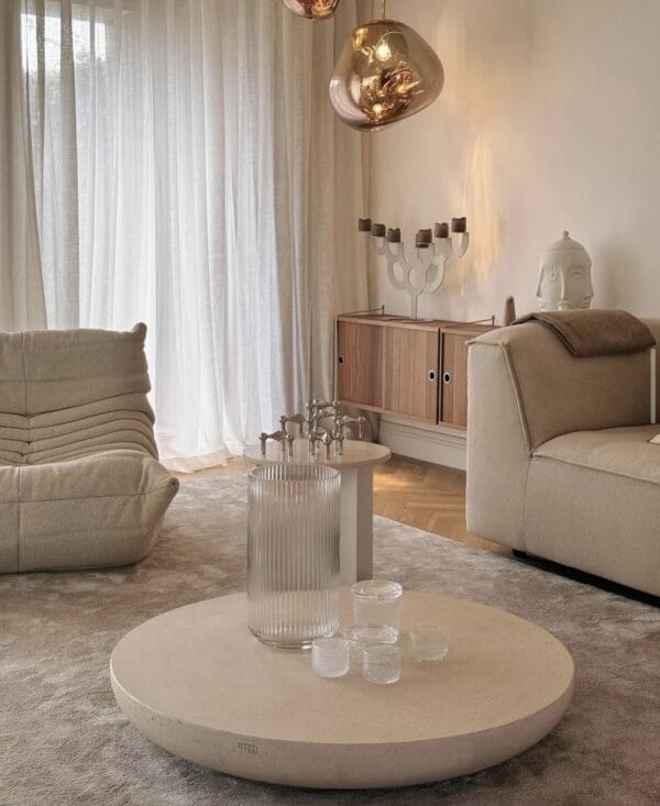 OLO Concrete Coffee Table, Ivory 1, Ø100cm H15cm