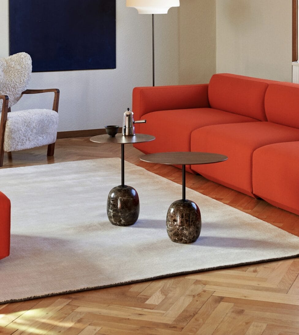 Lato Table LN8, Top Warm Black ,Base Emparador Marble, Round