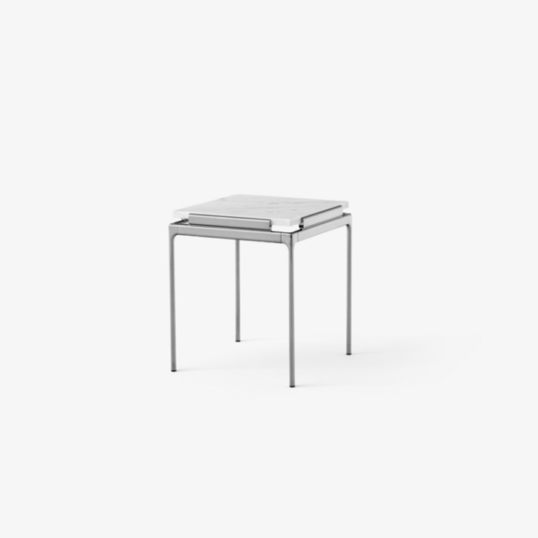 Sett LN11 Side Table, Bianco Carrera Marble w. Dark Chrome