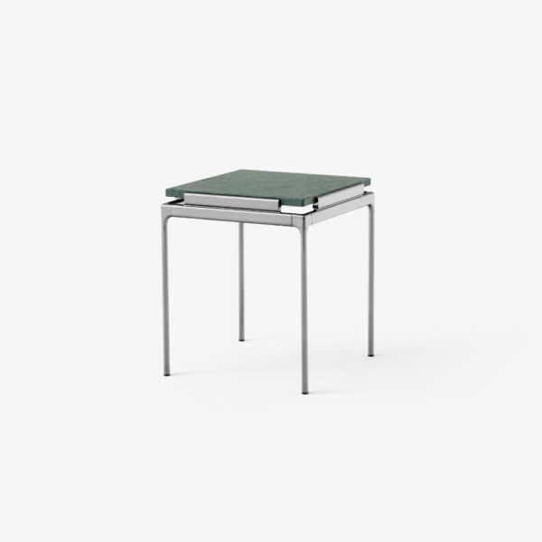 Sett LN11 Side Table, Verde Guatemala Marble w. Dark Chrome
