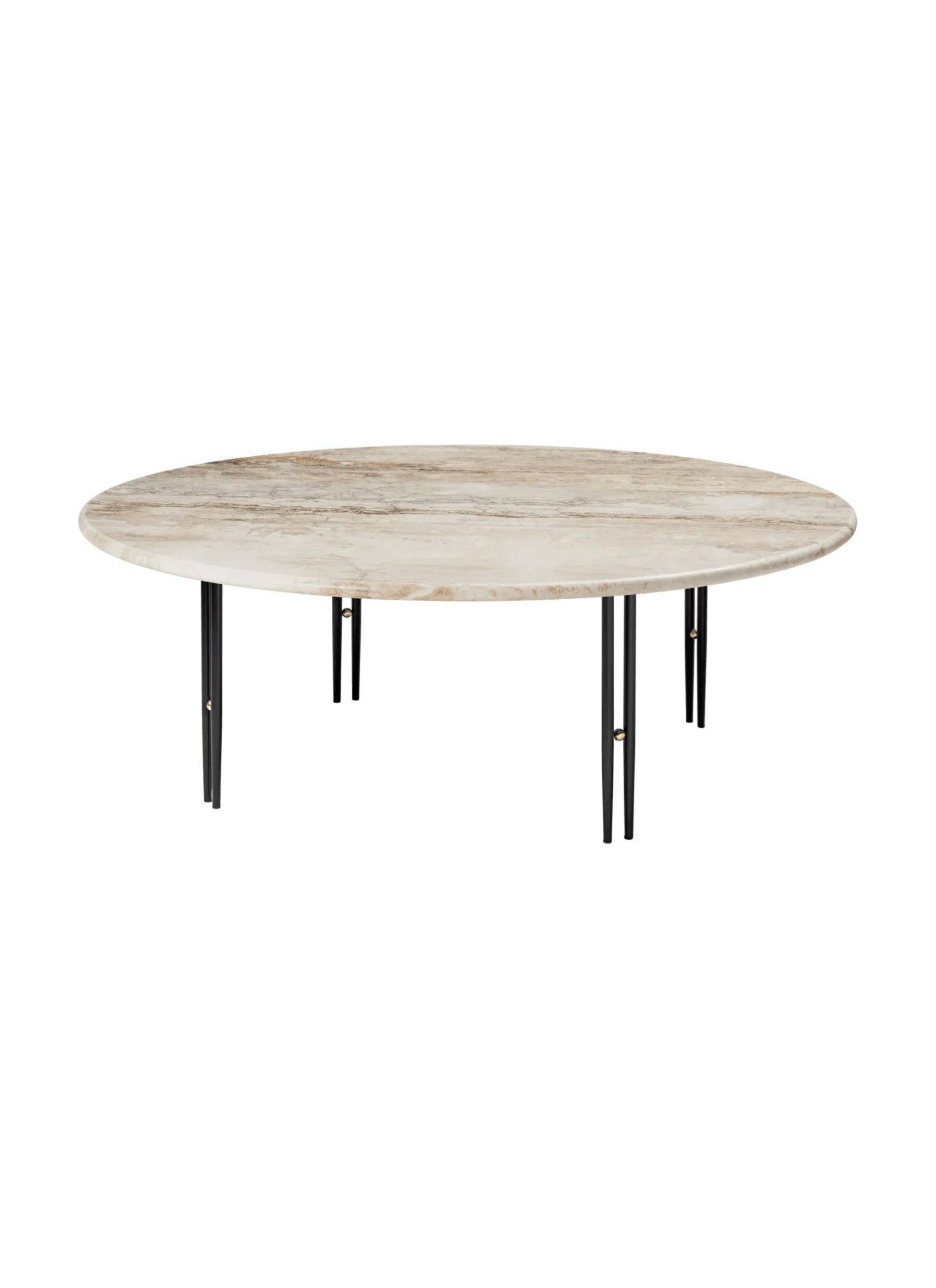 IOI Coffee Table, Black Semi Matt Base, Rippled Beige, Ø100 cm