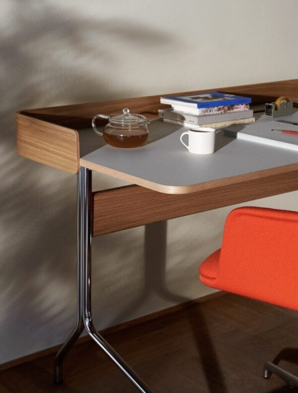 Pavilion AV17 Anderssen & Voll 2021 Mushroom Linoleum (4176) w. lacquered oak & chrome base,Dimensions H: 81cm W: 132cm D: 66cm Tabletop height: 74cm
