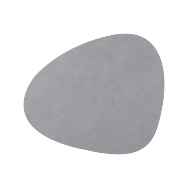 Dinner Mat Curve L, Leather Nupo, Light Grey (Set of 4), 37 x 44 cm