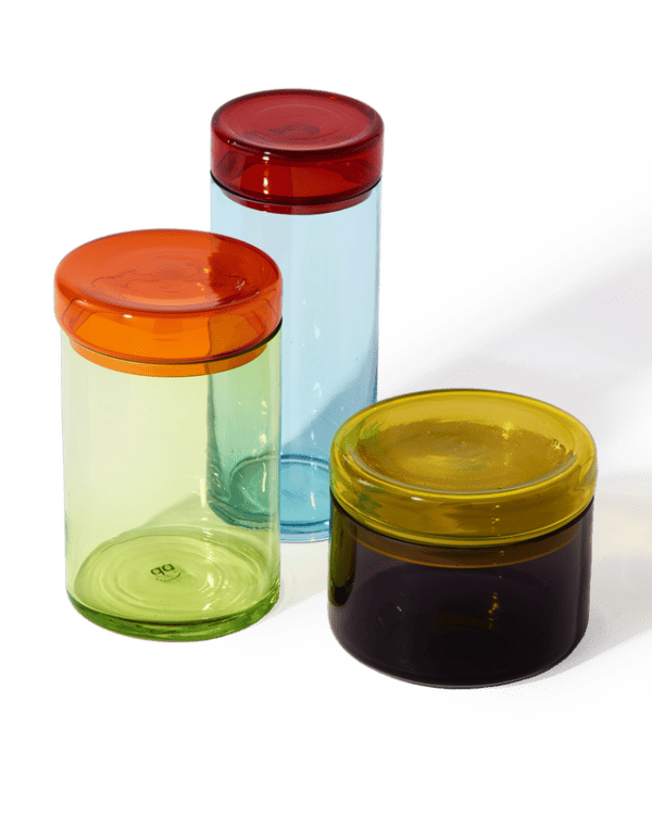 Caps & Jars, Multi-Colour (Set of 3), Large Ø18 x H15 cm, Medium Ø15 x H25 cm, Small Ø12 x H30.5 cm (copy)