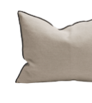 Lin Stone Washed (Black Line) Cushion, Natural, 50 x 50 cm