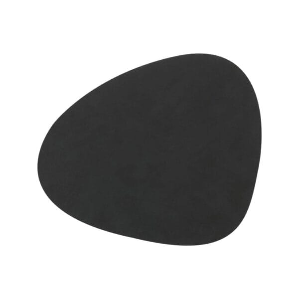 Dinner Mat Curve L, Leather Nupo, Black (Set of 4), 37 x 44 cm