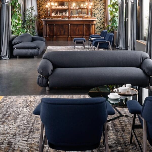 Grand Sesann Sofa L 265cm, Cat.V Guarana 9000, Polished Chrome Structure, Grey Feet - Image 2