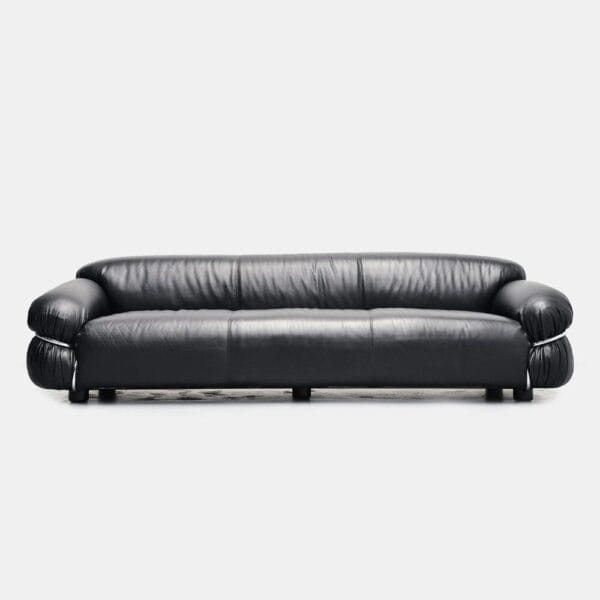Grand Sesann Sofa L 265cm, Cat.V Guarana 9000, Polished Chrome Structure, Grey Feet