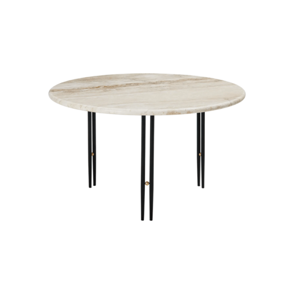IOI Coffee Table, Black Semi Matt Base, Rippled Beige, Ø70cm