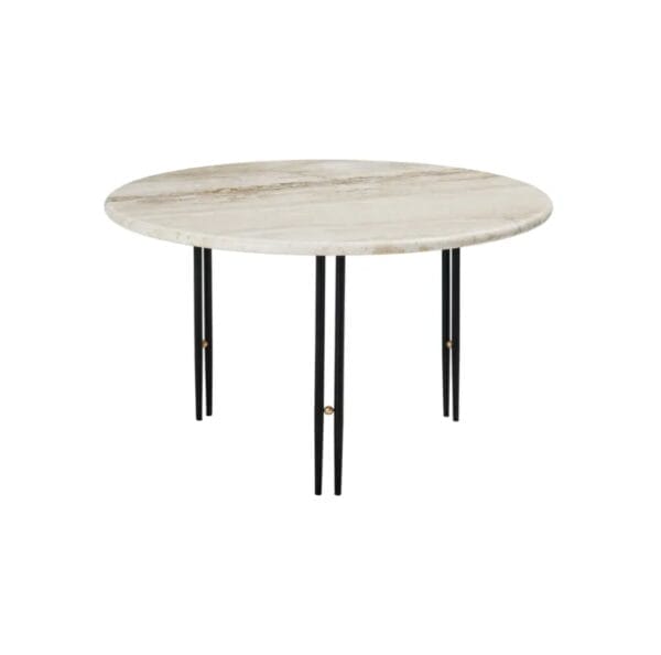 IOI Coffee Table, Black Semi Matt Base, Rippled Beige, Ø70cm - Image 2