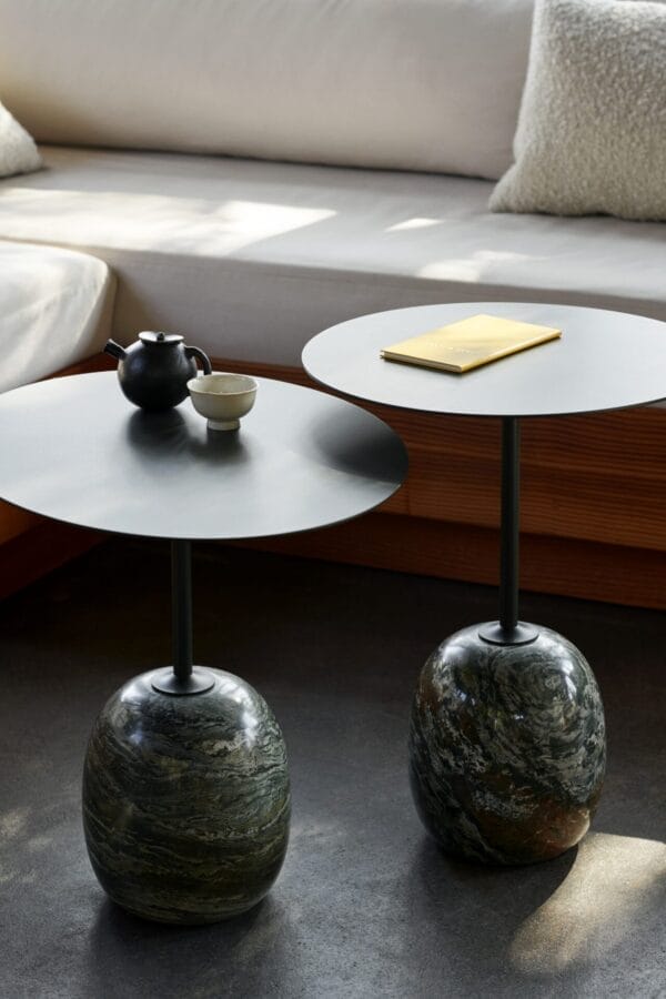 Lato Table LN9, Top Deep Green, Base Verde Alpi Marble, Oval
