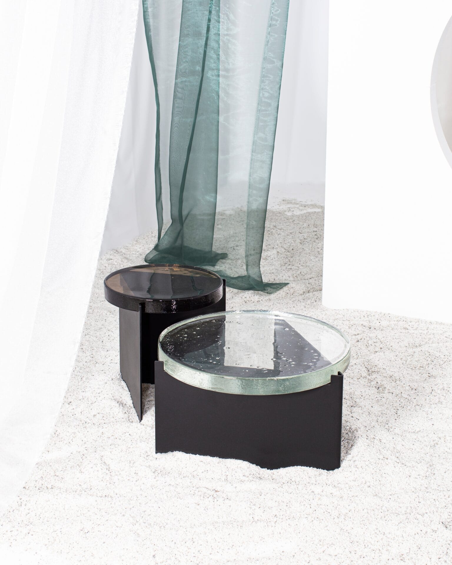 Alwa One Side Coffee Table, Glass Transparent Base Black