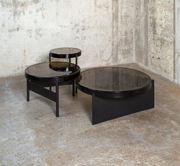 Alwa One Side Coffee Table, Glass Smoky Grey, Base Black