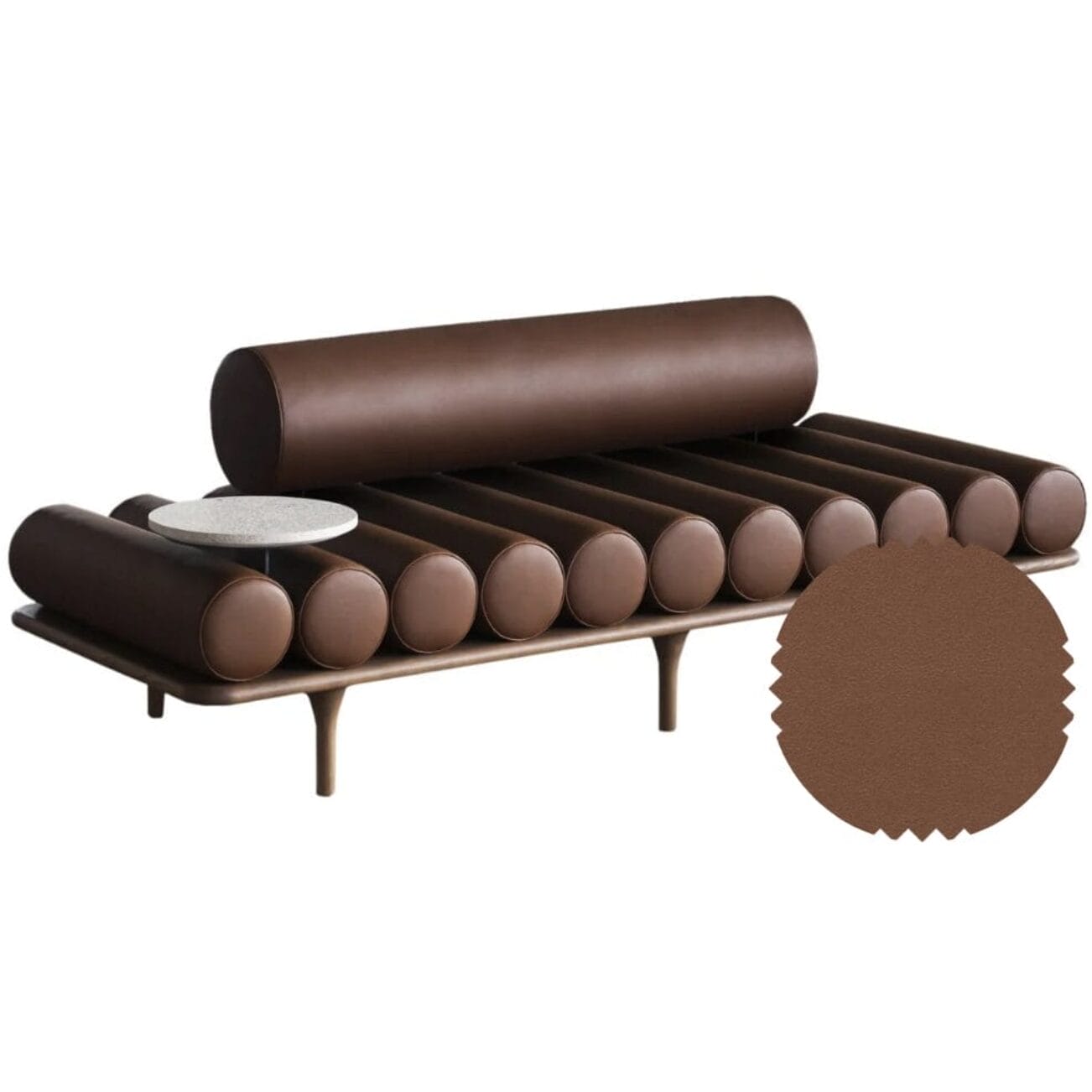 Five To Nine Daybed, With Backrest, Guarana 2006, Right Cement Table T123, Walnut Base T134
