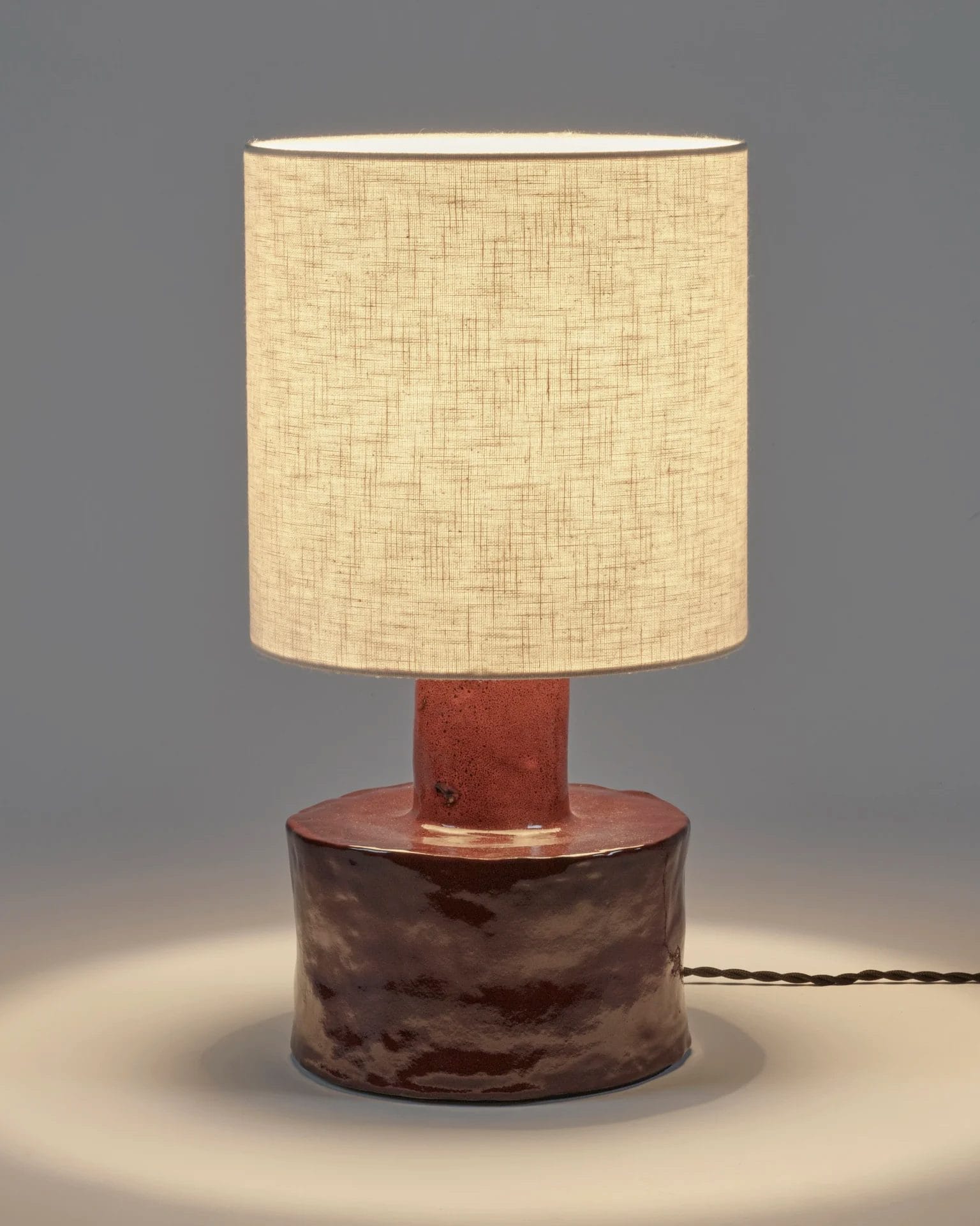 Table lamp red - beige Catherine ,L25 W25 H 47CM