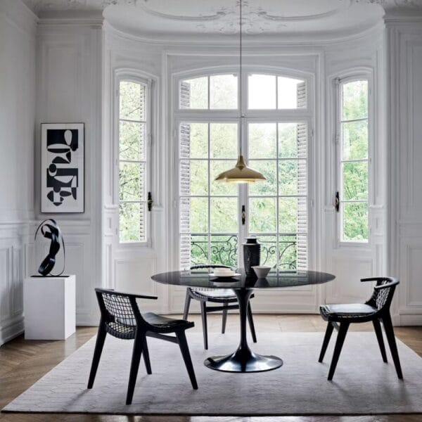 Klismos Black, With Arms And Wood Back, Black Seat Cushion - Image 2