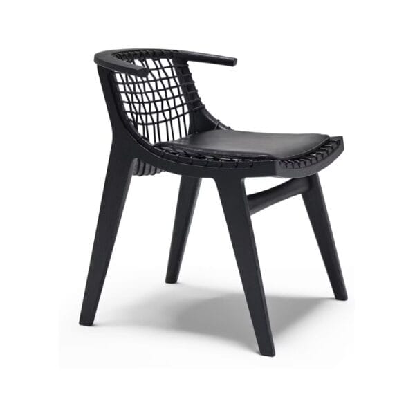 Klismos Black, With Arms And Wood Back, Black Seat Cushion
