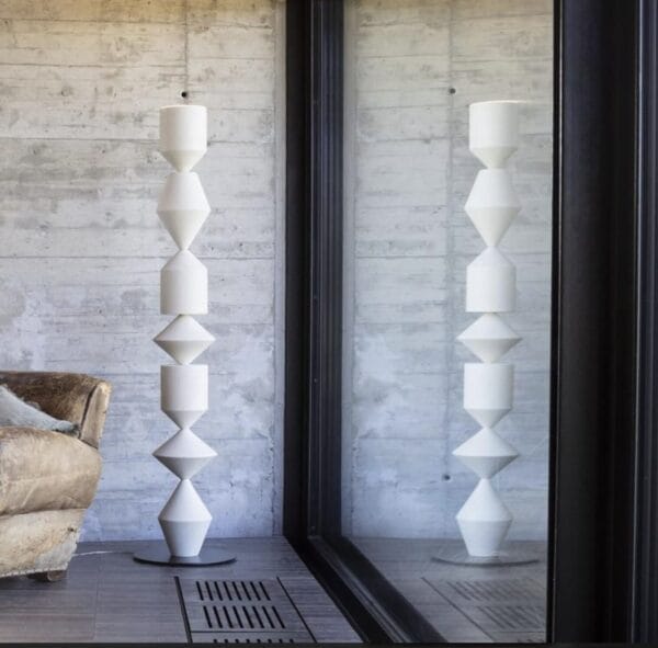 Costantina Floor Lamp, White Material Textured RAL1013, Ø40 cm