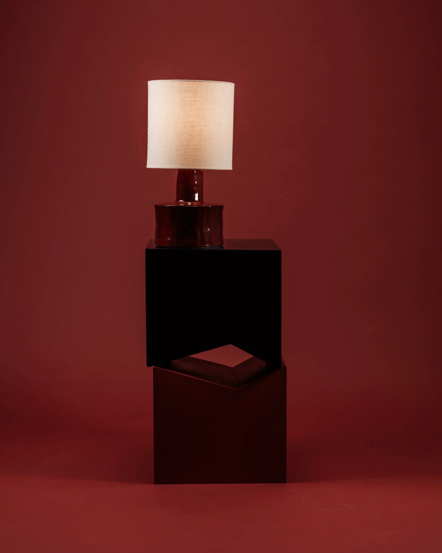 Table lamp red - beige Catherine ,L25 W25 H 47CM - Image 5