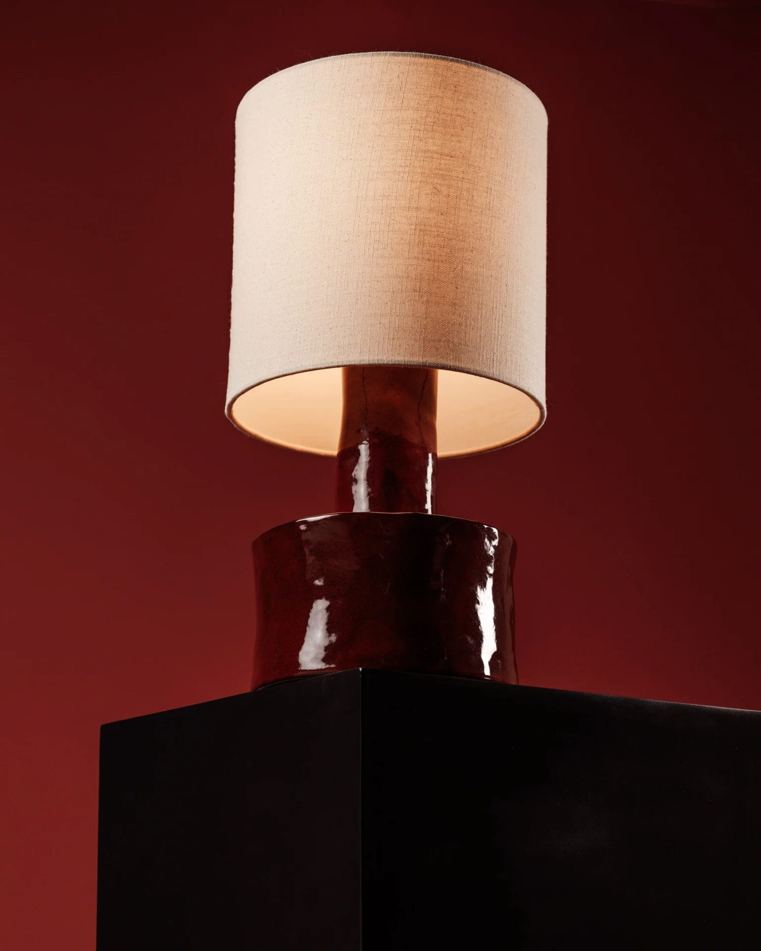 Table lamp red - beige Catherine ,L25 W25 H 47CM - Image 6