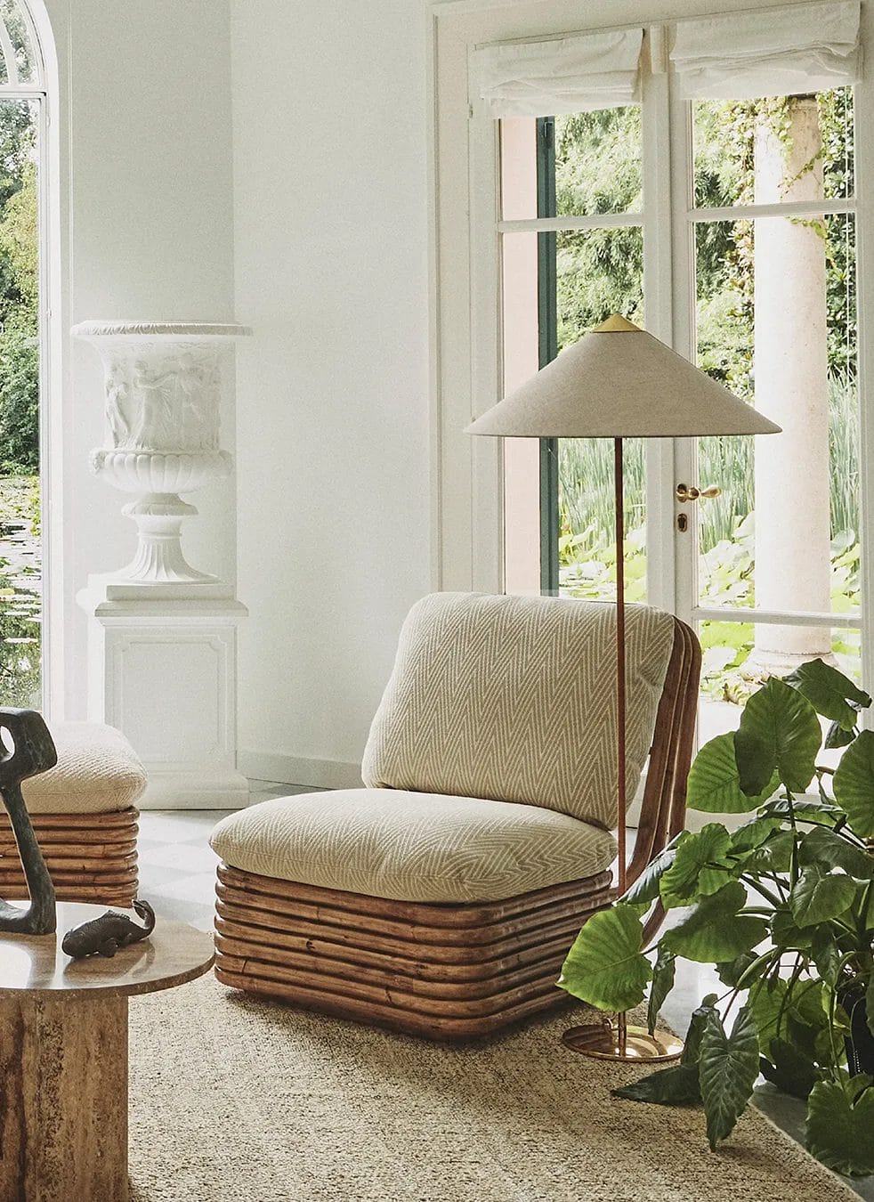 9602 Floor Lamp, Canvas & Brass