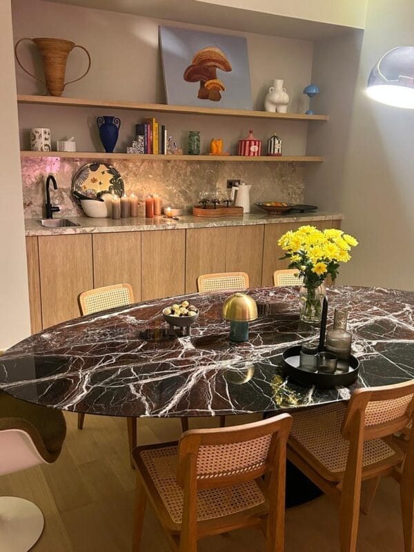 Saarinen Oval Dining Table, Satin, Rosso Rubino, Black Base, 244cm