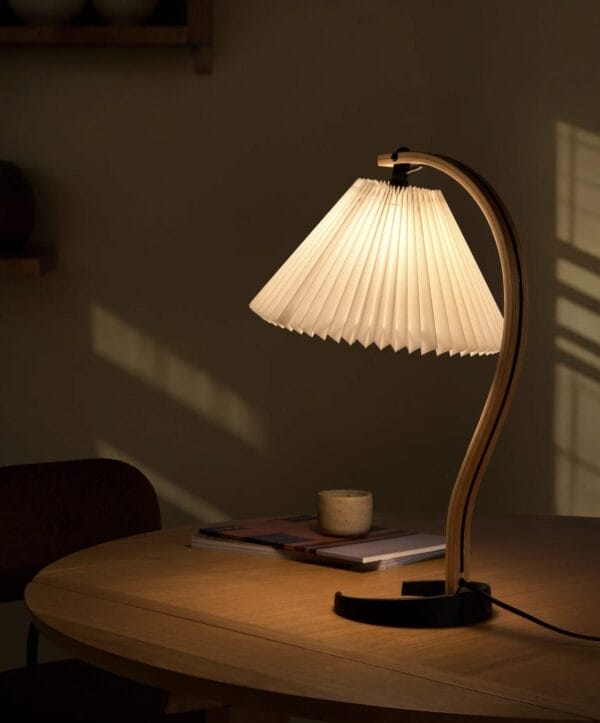 Timberline Table Lamp, Shade: White Canvas, Base Oak/Birch, Base - Image 2