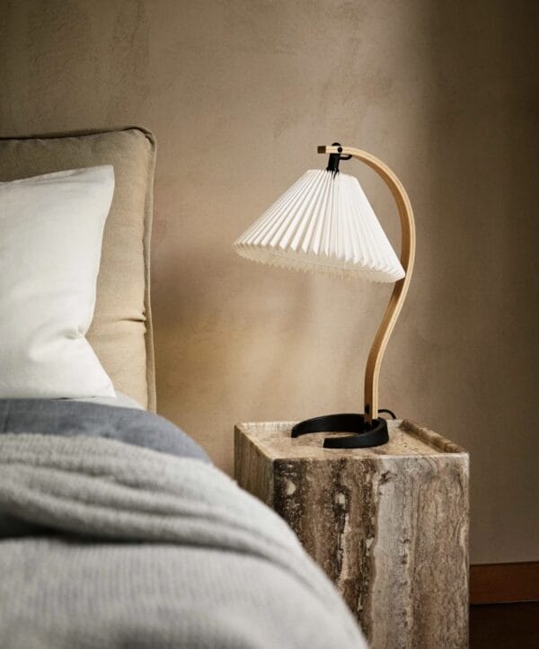 Timberline Table Lamp, Shade: White Canvas, Base Oak/Birch, Base
