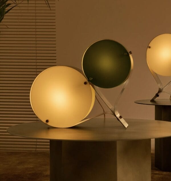 Coppia Table Lamp, Bronze Steel, Ivory & Olive